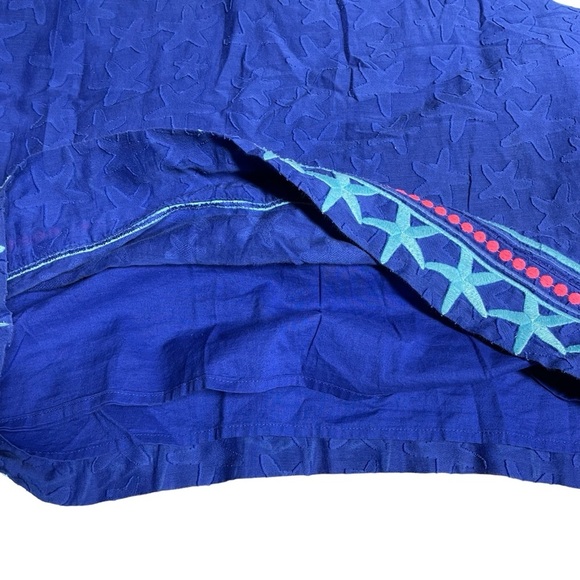 Vineyard Vines Blue 2 Starfish Embroidered Silk Blend Lined Tunic Shirt/Dress - Picture 6 of 11